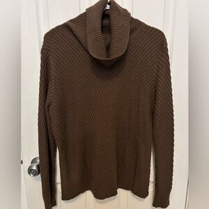 New York & Company Women’s Brown Ribbed Knit Cowl Neck Sweater Size XL